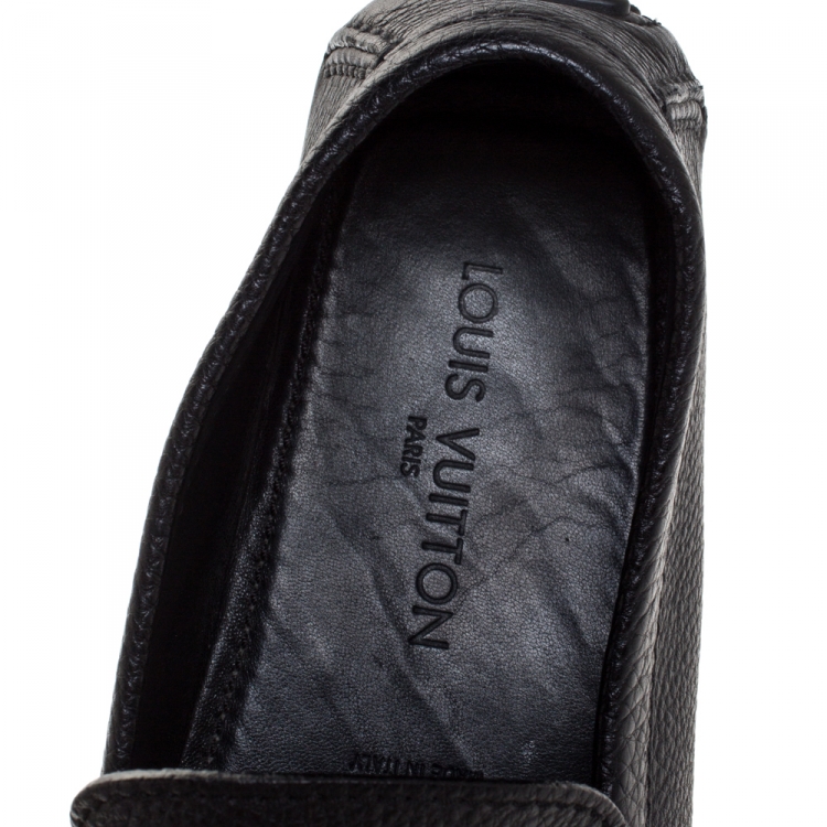 Pre Owned Louis Vuitton Black Leather Monte Carlo Slip On Loafers Size 44