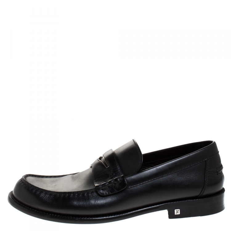 Pre Owned Louis Vuitton Black Leather Penny Loafers Size 41