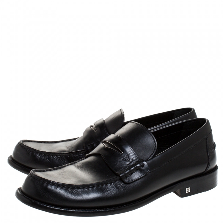 Pre Owned Louis Vuitton Black Leather Penny Loafers Size 41