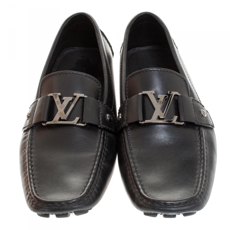 Pre Owned Louis Vuitton Black Leather Monte Carlo Loafers Size 43