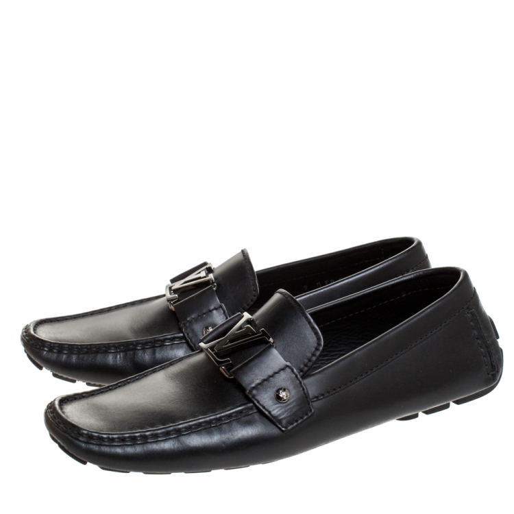Pre Owned Louis Vuitton Black Leather Monte Carlo Loafers Size 43