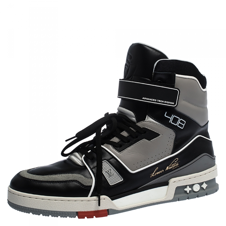 Louis Vuitton Black/Grey Leather LV Trainer High Top Sneakers Size 43 ...