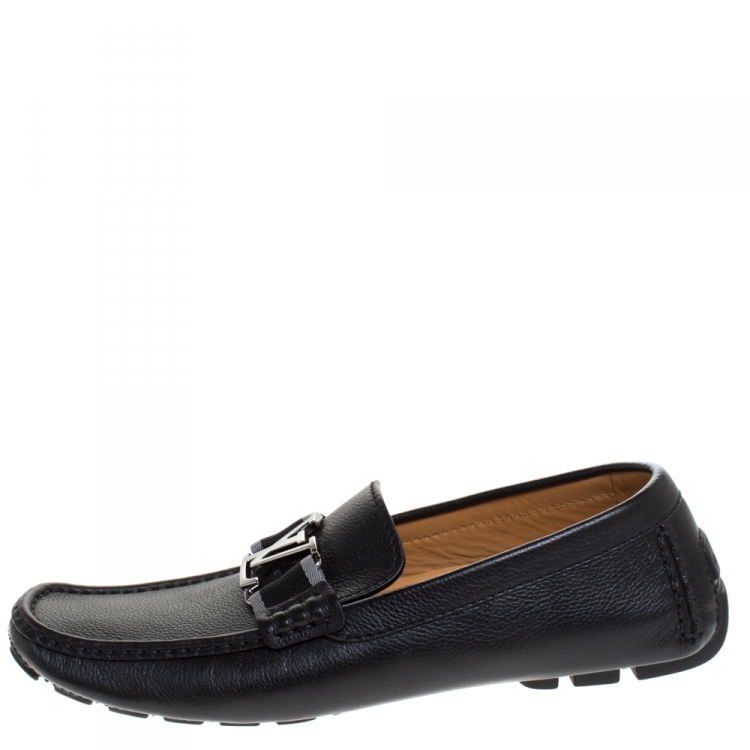 Pre Owned Louis Vuitton Black Leather Monte Carlo Loafers Size 41.5