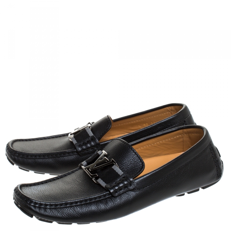 Pre Owned Louis Vuitton Black Leather Monte Carlo Loafers Size 41.5