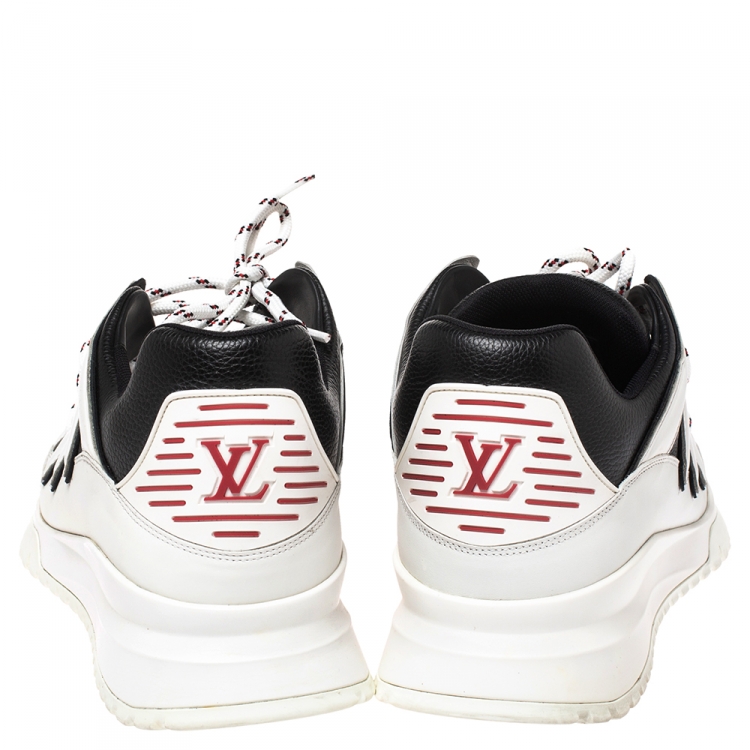 Pre Owned Louis Vuitton White/Blue Leather Zig Zag Lace Up Sneakers Size 45