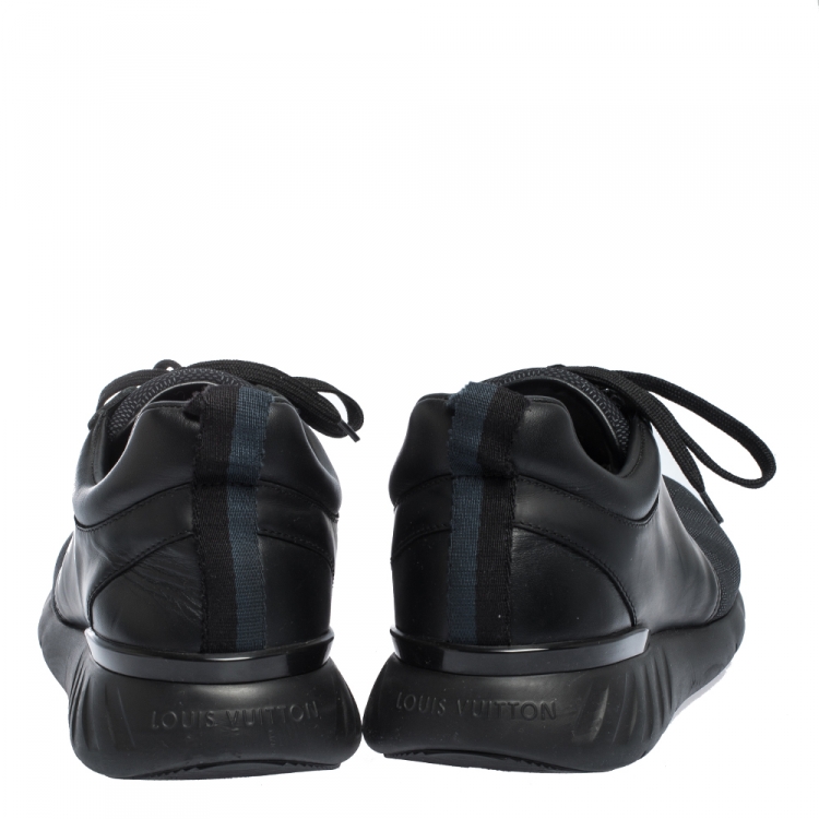 Pre Owned Louis Vuitton Black Damier Nylon and Leather Fastlane Sneakers Size 43