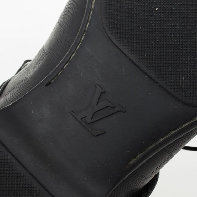 Pre Owned Louis Vuitton Black Damier Embossed Leather Richelieu Fairway Lace Up Shoes Size 42.5