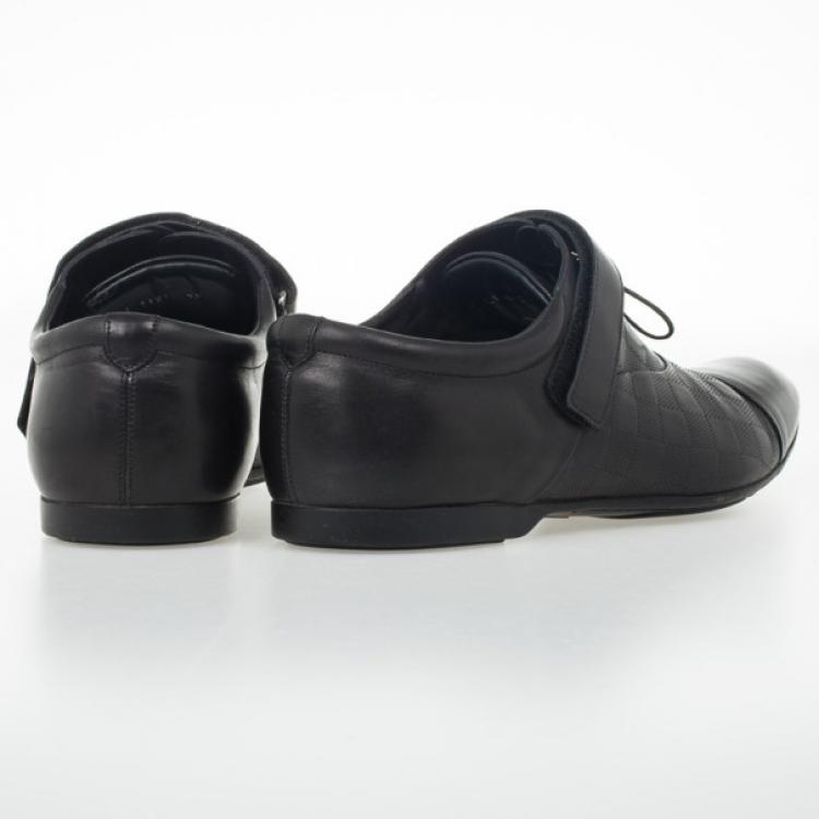 Pre Owned Louis Vuitton Black Damier Embossed Leather Richelieu Fairway Lace Up Shoes Size 42.5