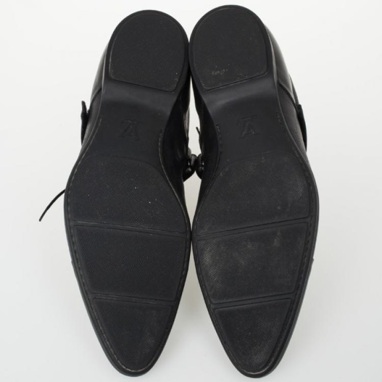 Pre Owned Louis Vuitton Black Damier Embossed Leather Richelieu Fairway Lace Up Shoes Size 42.5