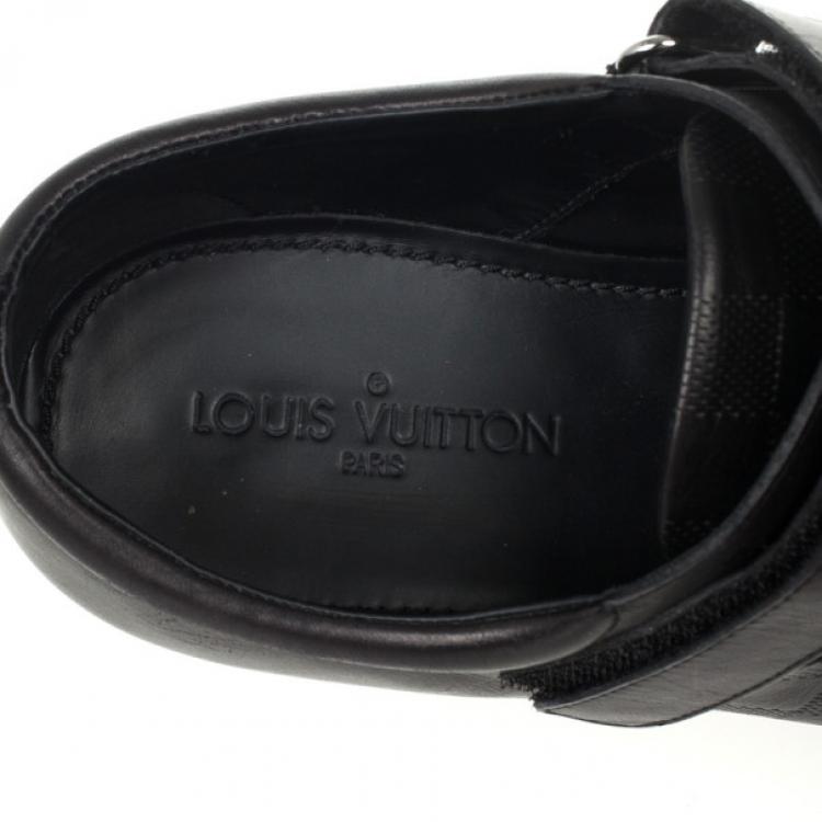 Pre Owned Louis Vuitton Black Damier Embossed Leather Richelieu Fairway Lace Up Shoes Size 42.5