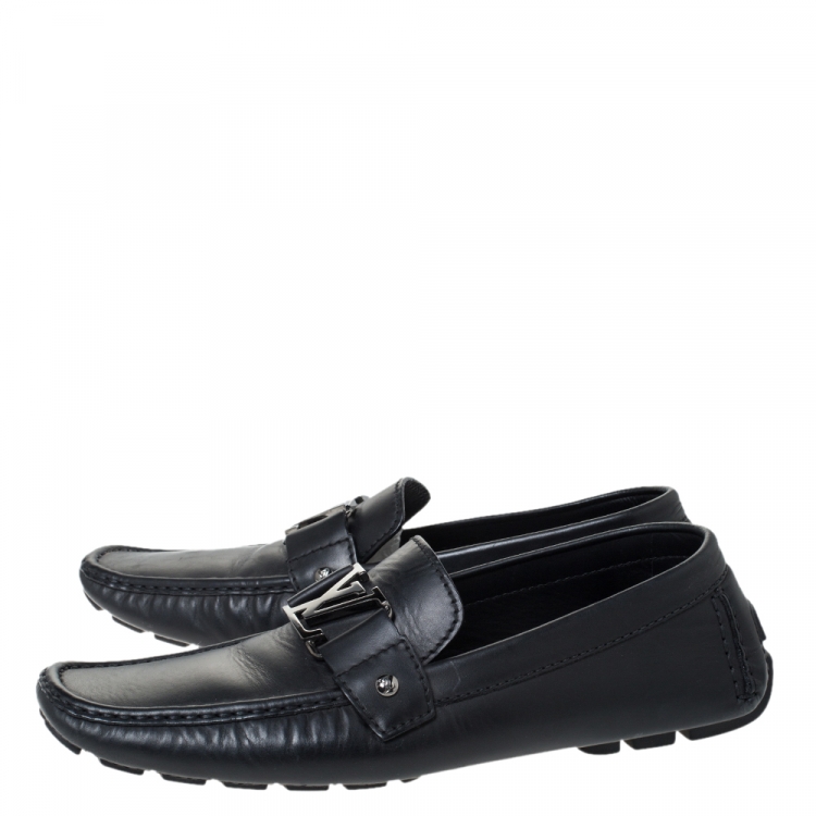 Pre Owned Louis Vuitton Black Leather Monte Carlo Loafers Size 43