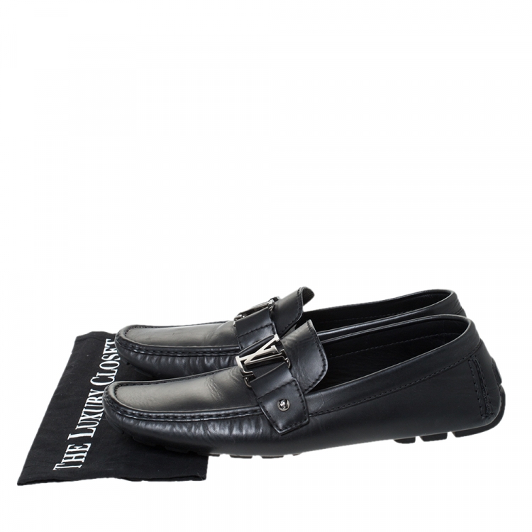 Pre Owned Louis Vuitton Black Leather Monte Carlo Loafers Size 43