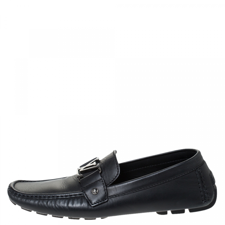 Pre Owned Louis Vuitton Black Leather Monte Carlo Loafers Size 43