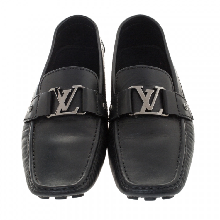 Pre Owned Louis Vuitton Black Leather Monte Carlo Loafers Size 43