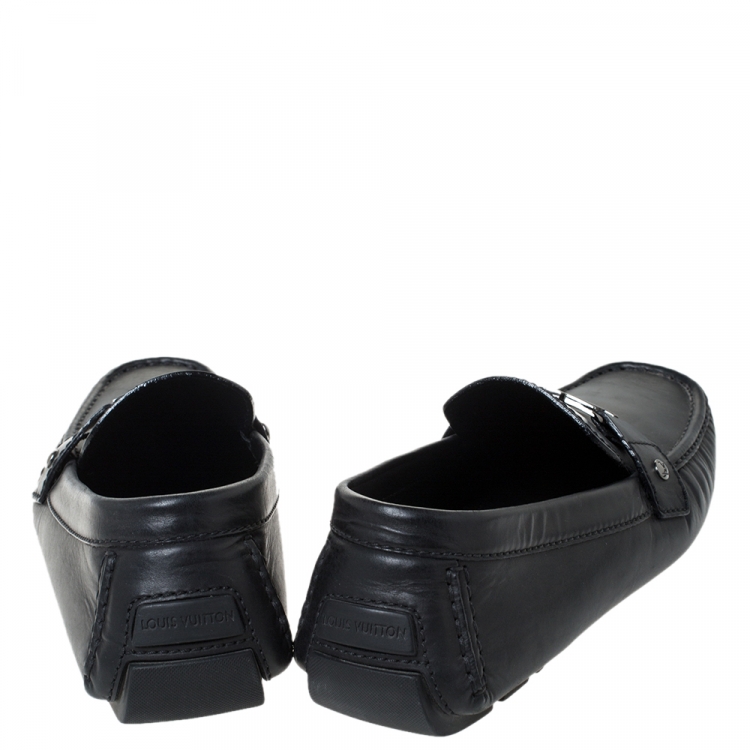 Pre Owned Louis Vuitton Black Leather Monte Carlo Loafers Size 43