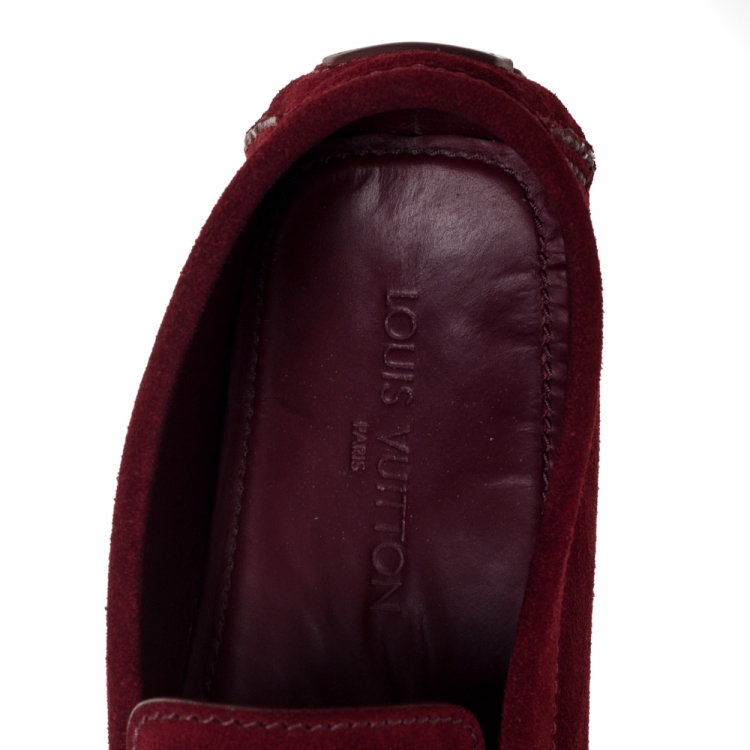 Pre Owned Louis Vuitton Red Suede Monte Carlo Loafers Size 45