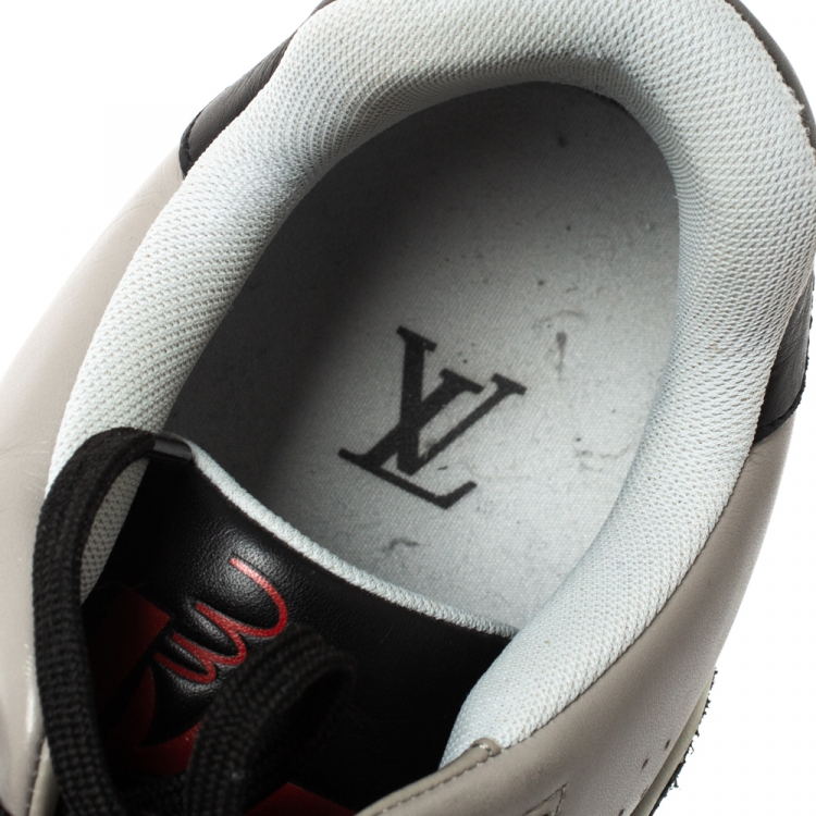 Pre Owned Louis Vuitton Black/Grey Leather LV Trainer Sneakers Size 44