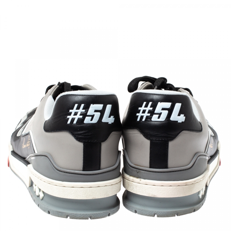 Pre Owned Louis Vuitton Black/Grey Leather LV Trainer Sneakers Size 44