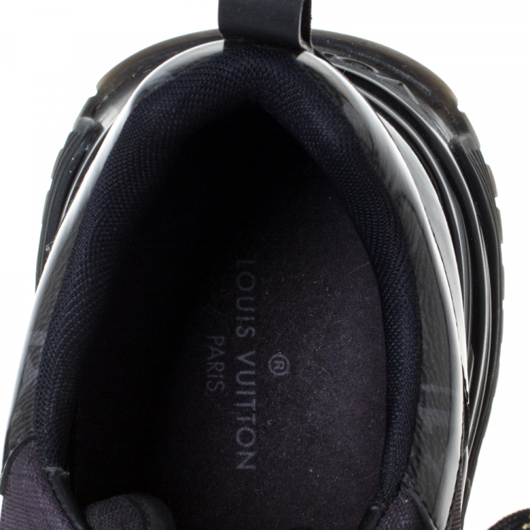 Pre Owned Louis Vuitton Black/Brown Monogram Canvas and Mesh Run Away Pulse Sneakers Size 41