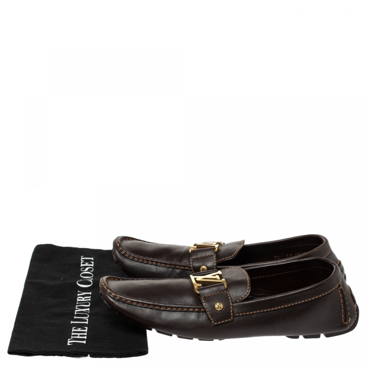 Pre Owned Louis Vuitton Brown Leather Monte Carlo Loafers Size 43.5