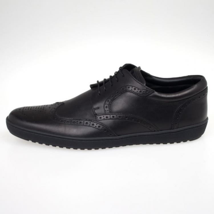 Pre Owned Louis Vuitton Black Leather Brogue Lace Up Shoes Size 41