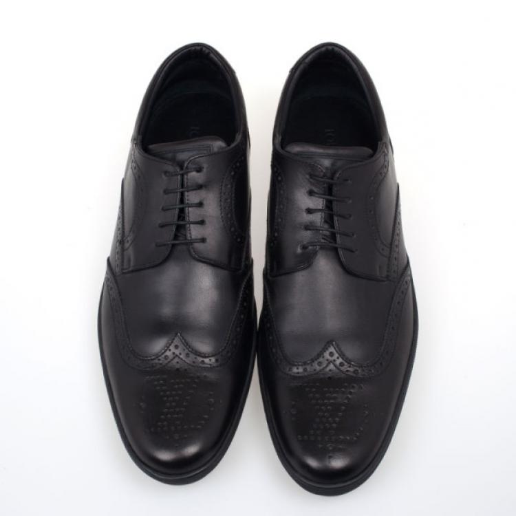 Pre Owned Louis Vuitton Black Leather Brogue Lace Up Shoes Size 41