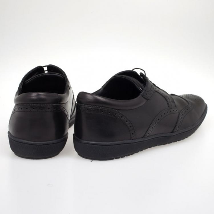 Pre Owned Louis Vuitton Black Leather Brogue Lace Up Shoes Size 41