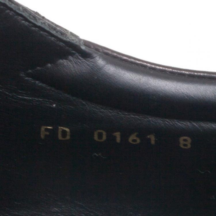 Pre Owned Louis Vuitton Black Leather Brogue Lace Up Shoes Size 41