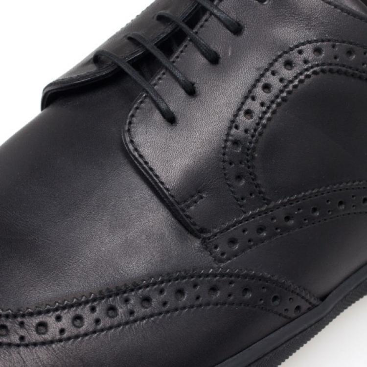 Pre Owned Louis Vuitton Black Leather Brogue Lace Up Shoes Size 41