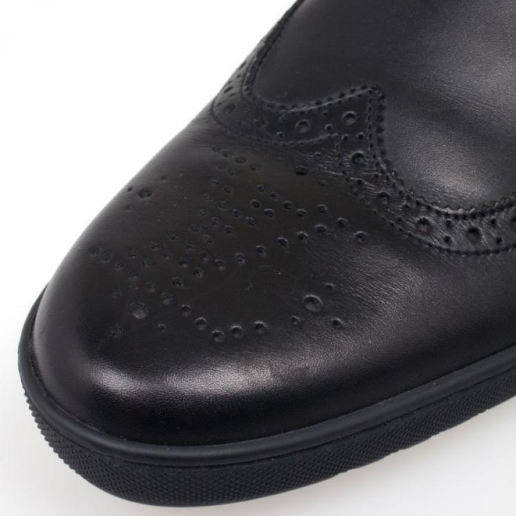 Pre Owned Louis Vuitton Black Leather Brogue Lace Up Shoes Size 41