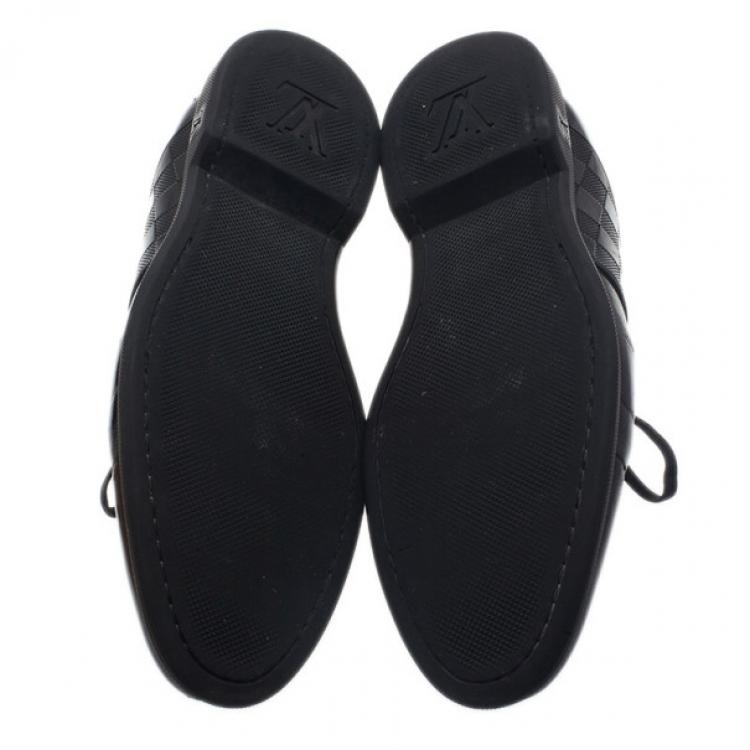 Pre Owned Louis Vuitton Black Leather Damier Infini Richelieu Size 42