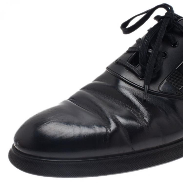 Pre Owned Louis Vuitton Black Leather Damier Infini Richelieu Size 42