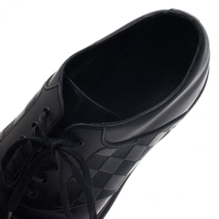 Pre Owned Louis Vuitton Black Leather Damier Infini Richelieu Size 42