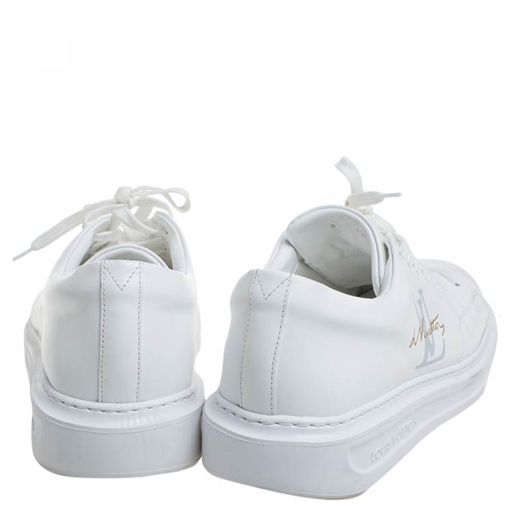 Pre Owned Louis Vuitton White Leather Low Top Sneakers Size 42
