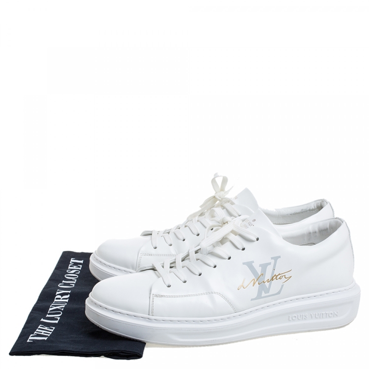 Pre Owned Louis Vuitton White Leather Low Top Sneakers Size 42
