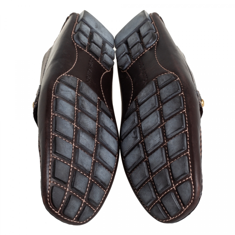 Pre Owned Louis Vuitton Brown Leather Monte Carlo Loafers Size 43.5