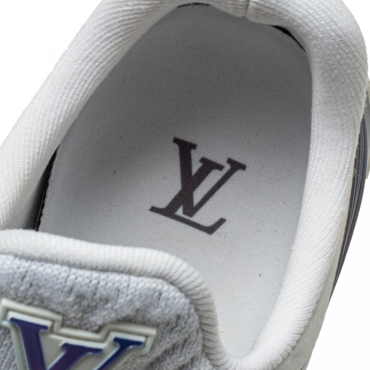 Pre Owned Louis Vuitton White Knit Fabric Aftergame Lace Up Sneakers Size 41.5 
