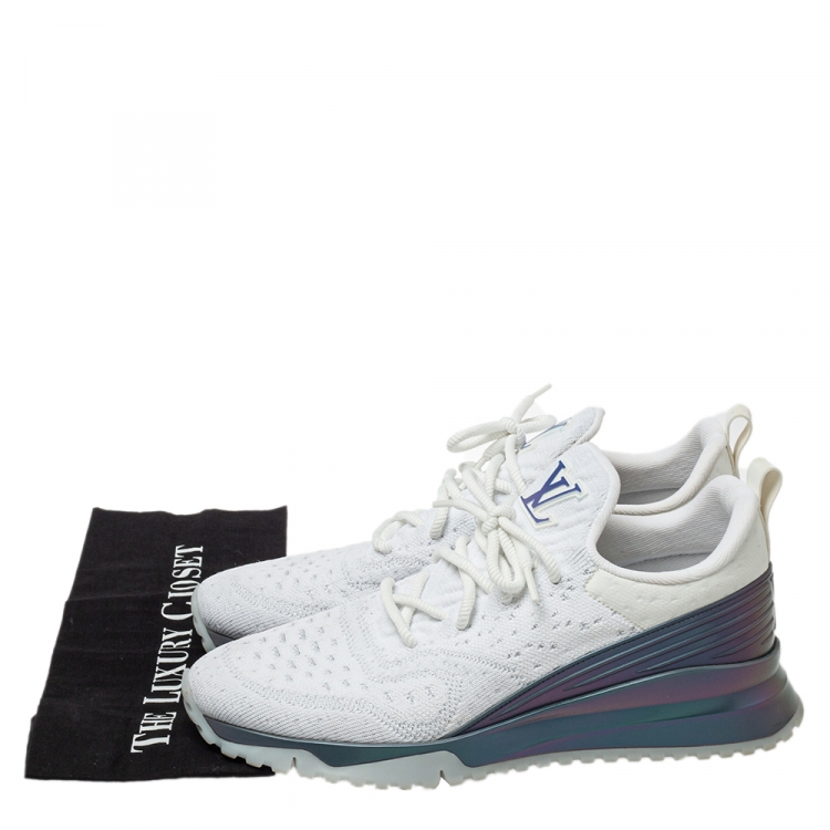 Pre Owned Louis Vuitton White Knit Fabric Aftergame Lace Up Sneakers Size 41.5 