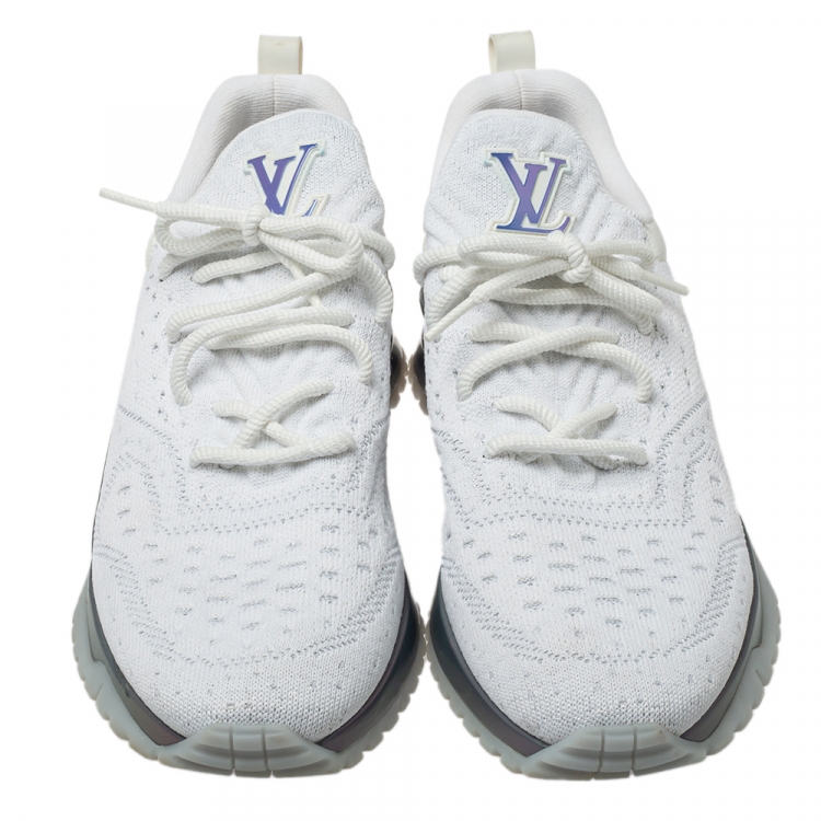 Pre Owned Louis Vuitton White Knit Fabric Aftergame Lace Up Sneakers Size 41.5 