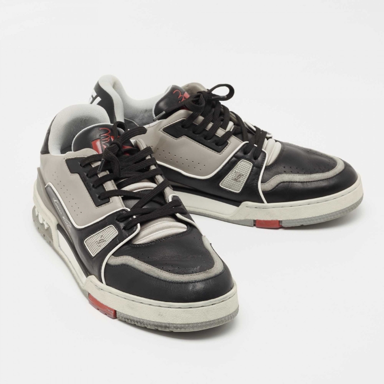 Pre Owned Louis Vuitton Black/Grey Leather LV Trainer Sneakers Size 41