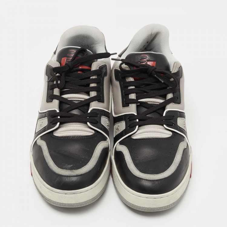 Pre Owned Louis Vuitton Black/Grey Leather LV Trainer Sneakers Size 41
