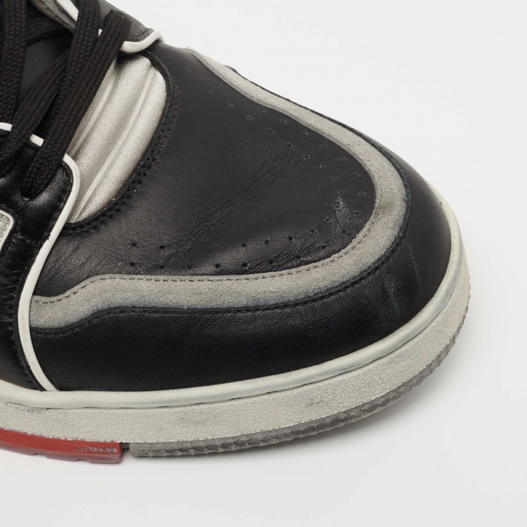 Pre Owned Louis Vuitton Black/Grey Leather LV Trainer Sneakers Size 41