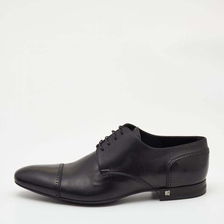 Pre Owned Louis Vuitton Black Leather Lace Up Derby Size 42.5