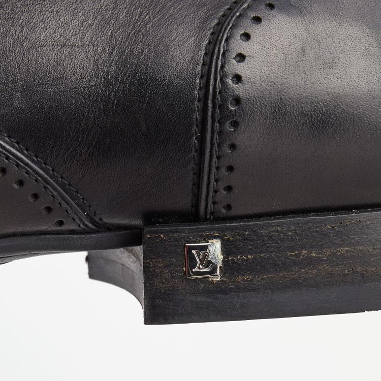 Pre Owned Louis Vuitton Black Leather Lace Up Derby Size 42.5
