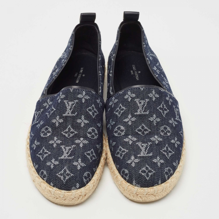 Pre Owned Louis Vuitton Navy Blue Monogram Denim Starboard Espadrille Loafers Size 39  