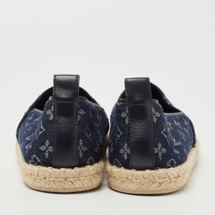 Pre Owned Louis Vuitton Navy Blue Monogram Denim Starboard Espadrille Loafers Size 39  
