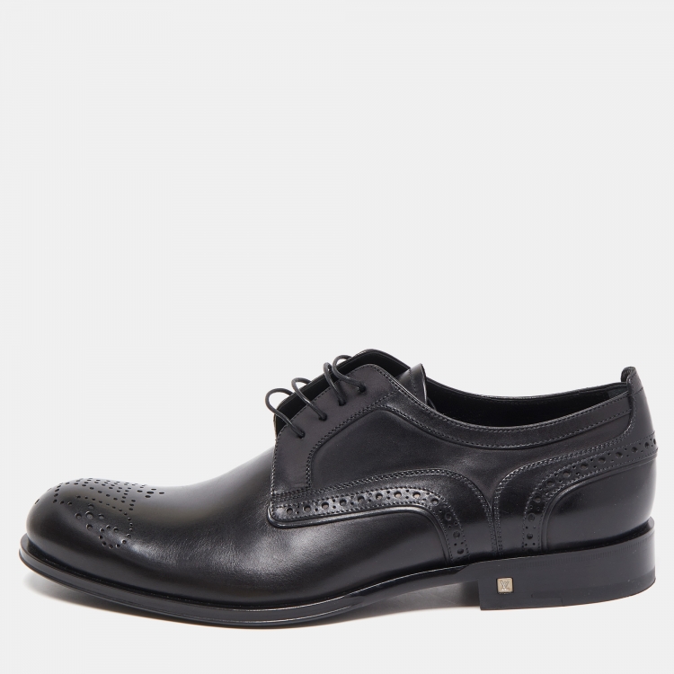 Louis Vuitton Black Brogue Leather Lace Up Oxfords Size 41 Louis