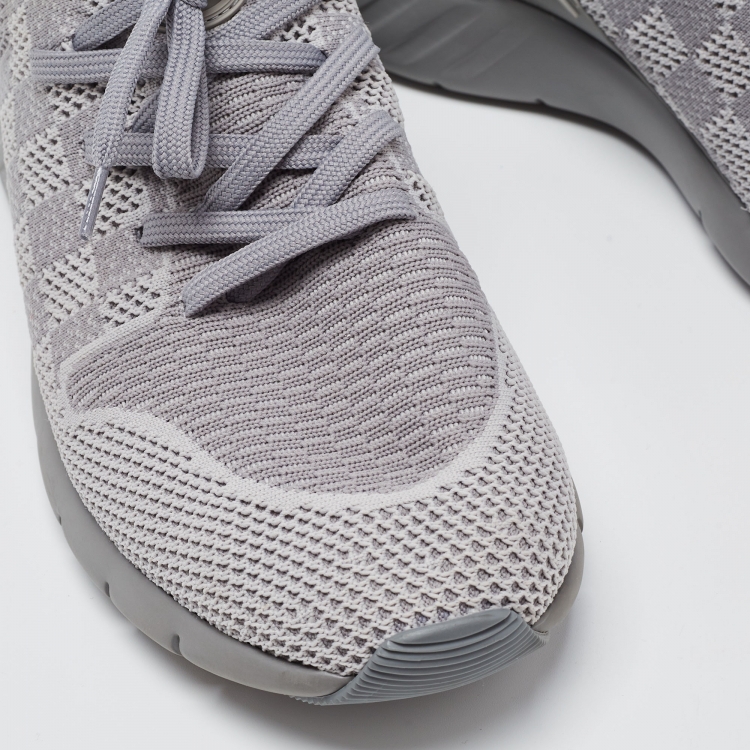 Pre Owned Louis Vuitton Grey Knit Fabric Fastlane Sneakers Size 41