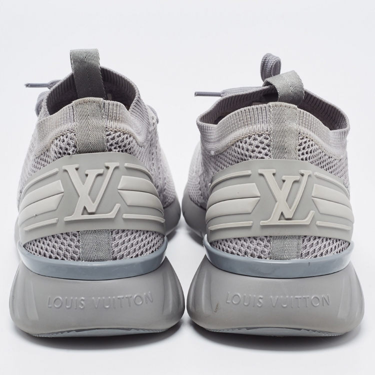 Pre Owned Louis Vuitton Grey Knit Fabric Fastlane Sneakers Size 41