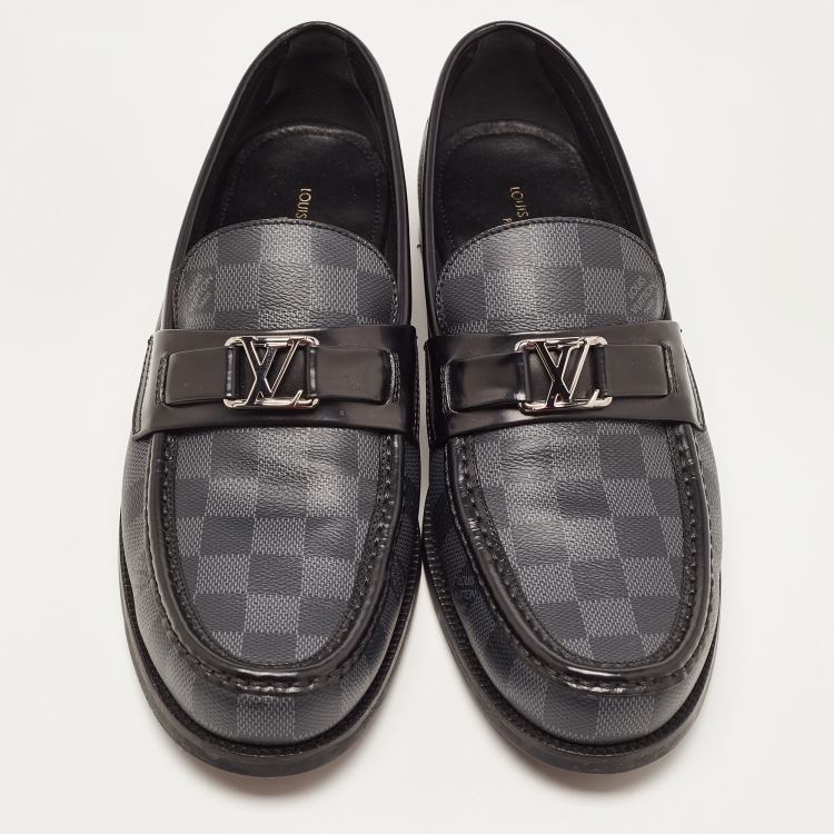 Pre Owned Louis Vuitton Damier Graphite Canvas and Leather Major Loafers Size 43